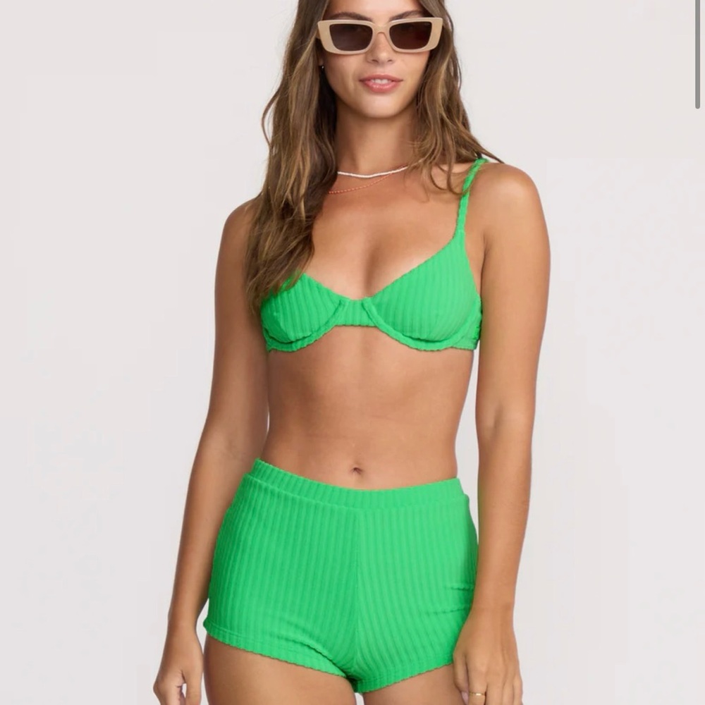 Billabong Green Ribbed Josie Women's Bikini Top - Picture 4 of 9